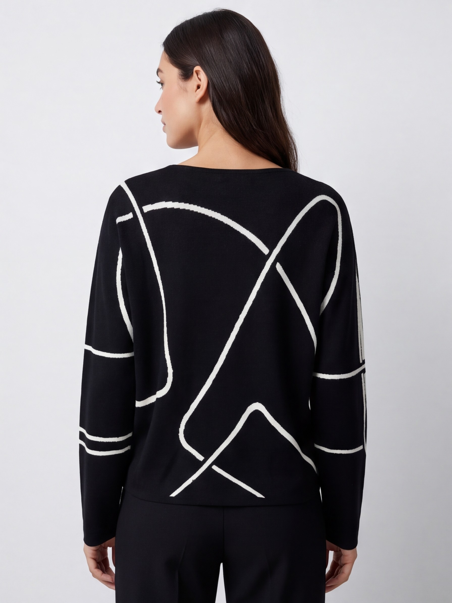 Dámsky pulóver s grafickým vzorom BROADWAY NYC FASHION BLACK Čierny s.WEAR 2